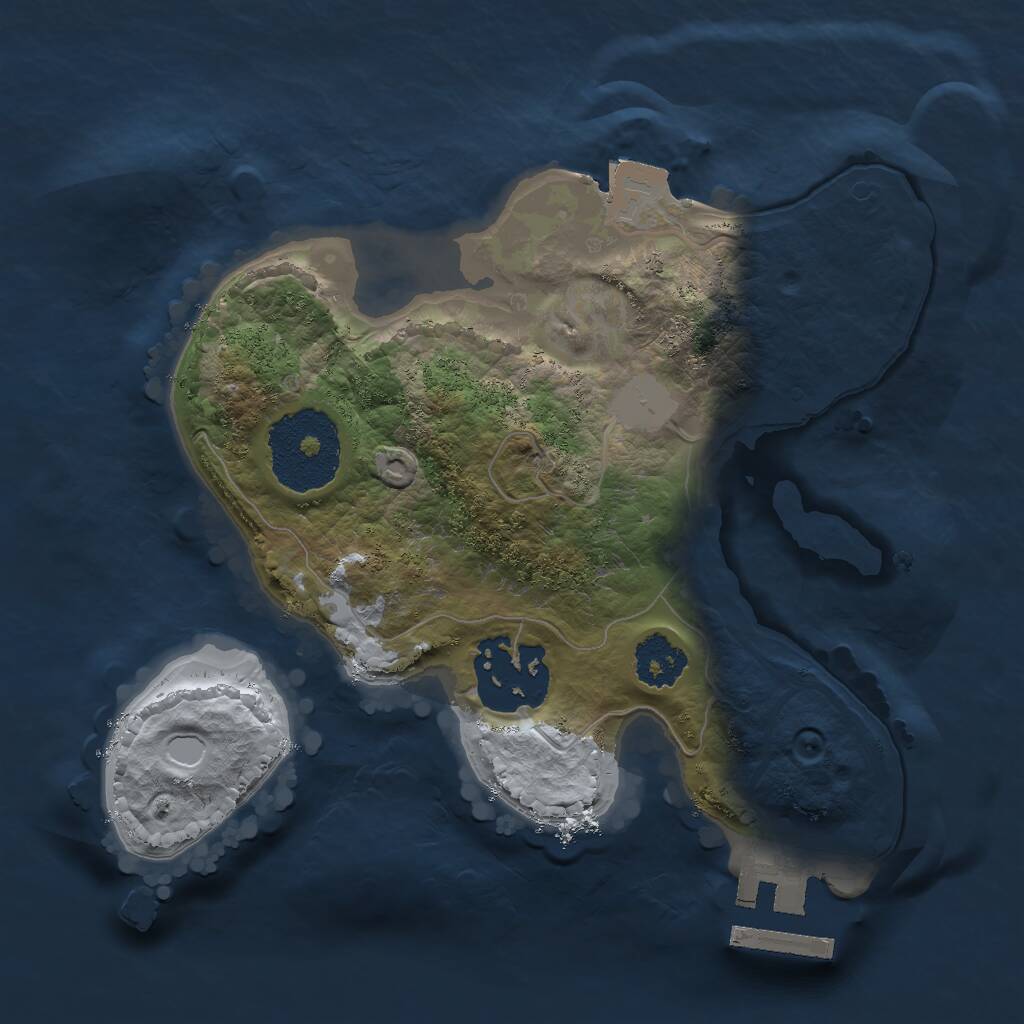 Rust Map: Procedural Map, Size: 2000, Seed: 1212, 3 Monuments