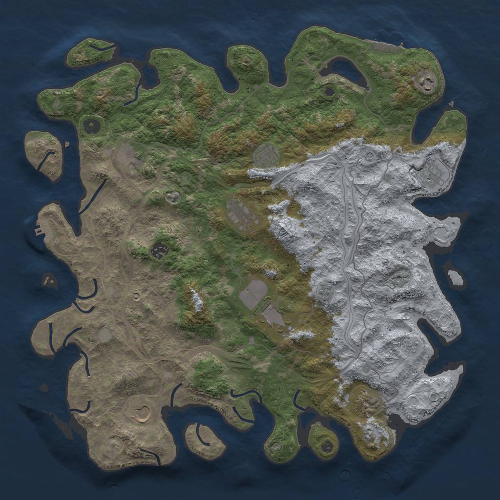 Rust Map: Procedural Map, Size: 4500, Seed: 695039871, 19 Monuments