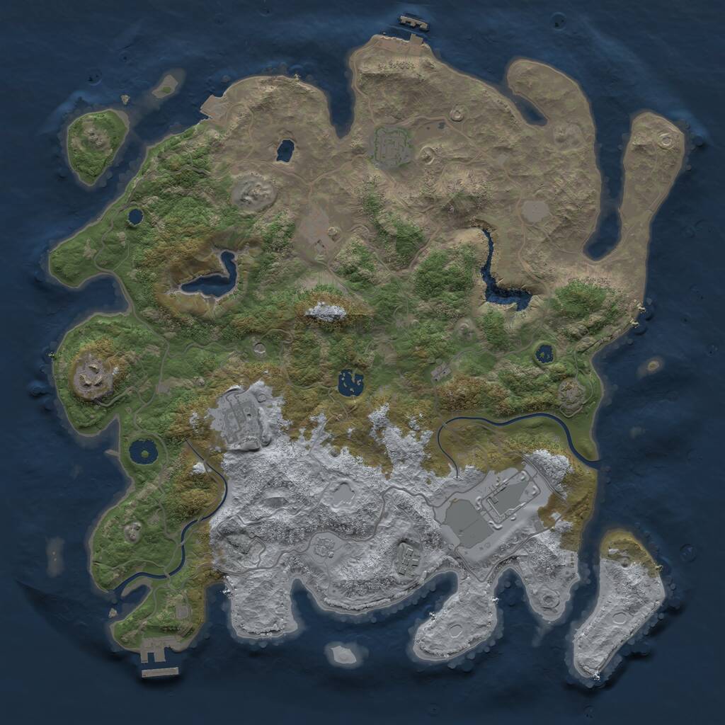 Rust Map: Procedural Map, Size: 4000, Seed: 1973461739, 13 Monuments