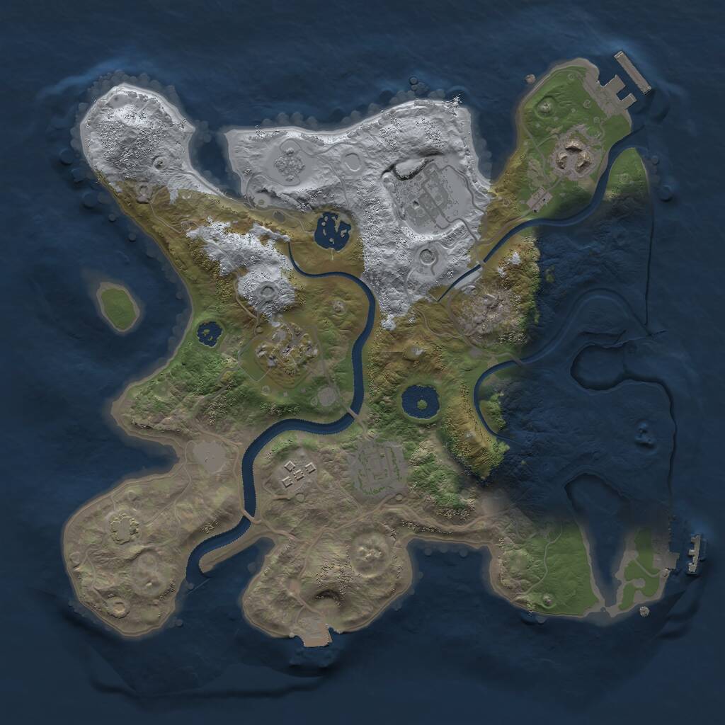 Rust Map: Procedural Map, Size: 3000, Seed: 9203856, 12 Monuments