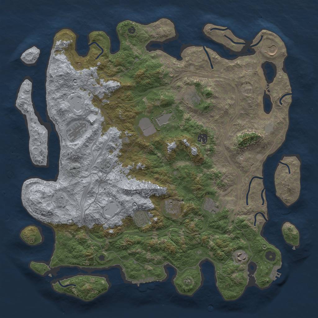 Rust Map: Procedural Map, Size: 4550, Seed: 2082870166, 19 Monuments