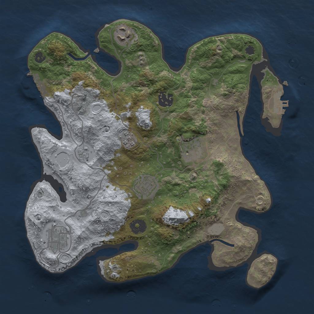 Rust Map: Procedural Map, Size: 3000, Seed: 761499595, 14 Monuments