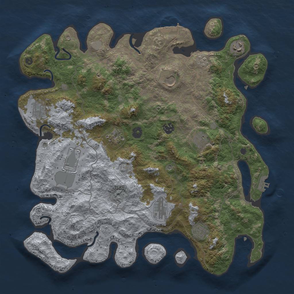 Rust Map: Procedural Map, Size: 4000, Seed: 10063, 19 Monuments
