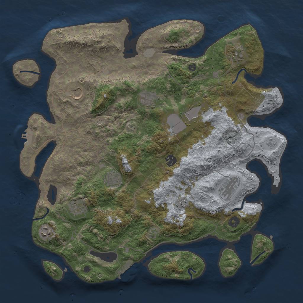 Rust Map: Procedural Map, Size: 4000, Seed: 1851611214, 19 Monuments