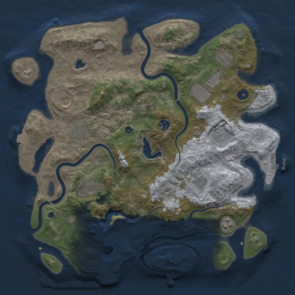 Rust Map: Procedural Map, Size: 4000, Seed: 1851611214, 17 Monuments