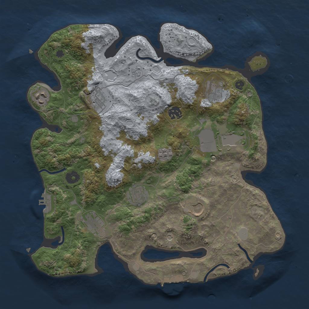 Rust Map: Procedural Map, Size: 3500, Seed: 28944, 18 Monuments