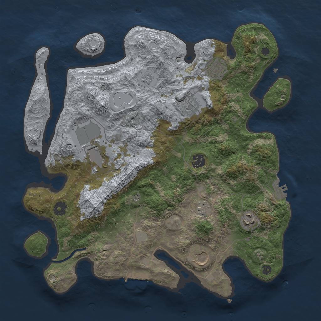 Rust Map: Procedural Map, Size: 3500, Seed: 332576036, 16 Monuments