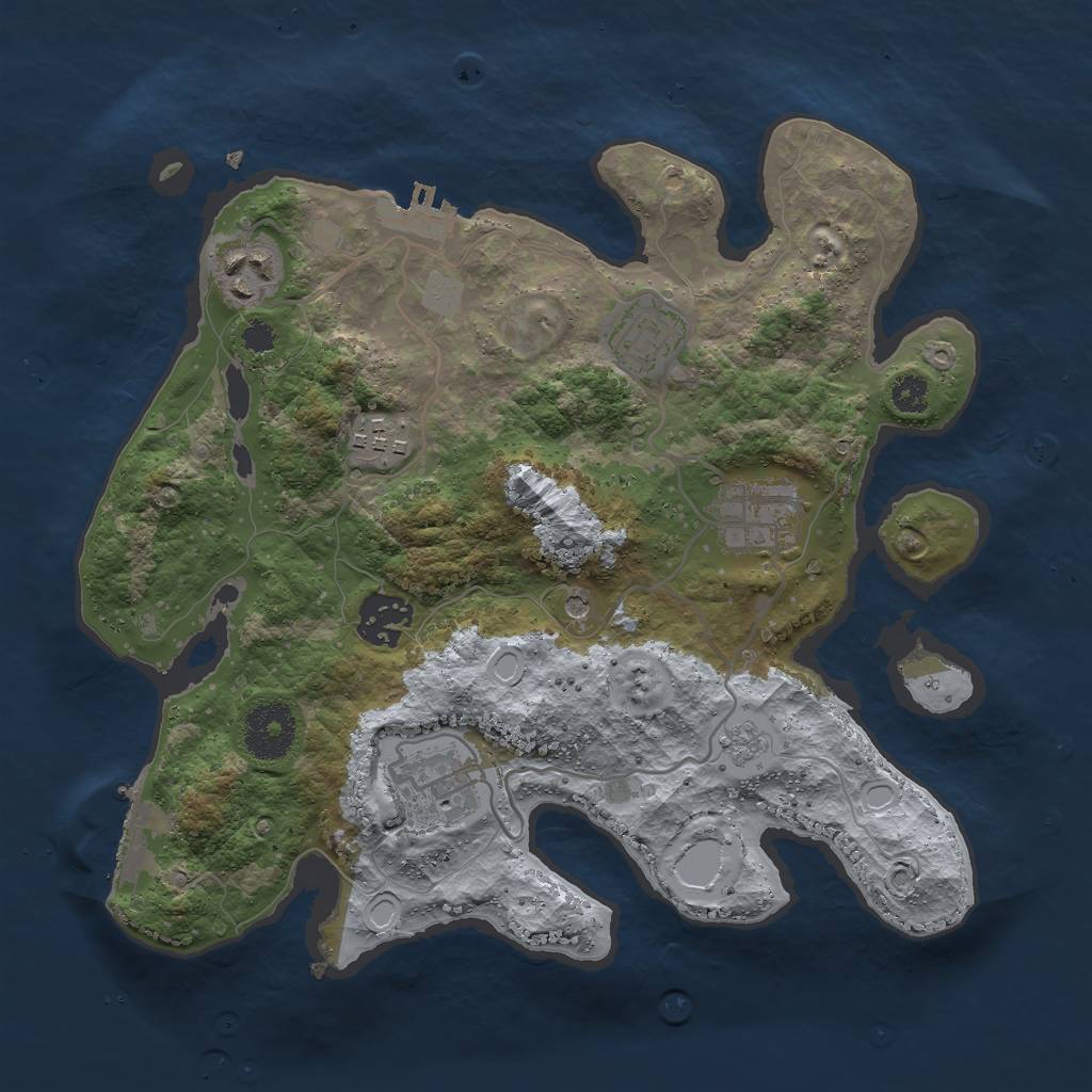 Rust Map: Procedural Map, Size: 3000, Seed: 15425, 15 Monuments