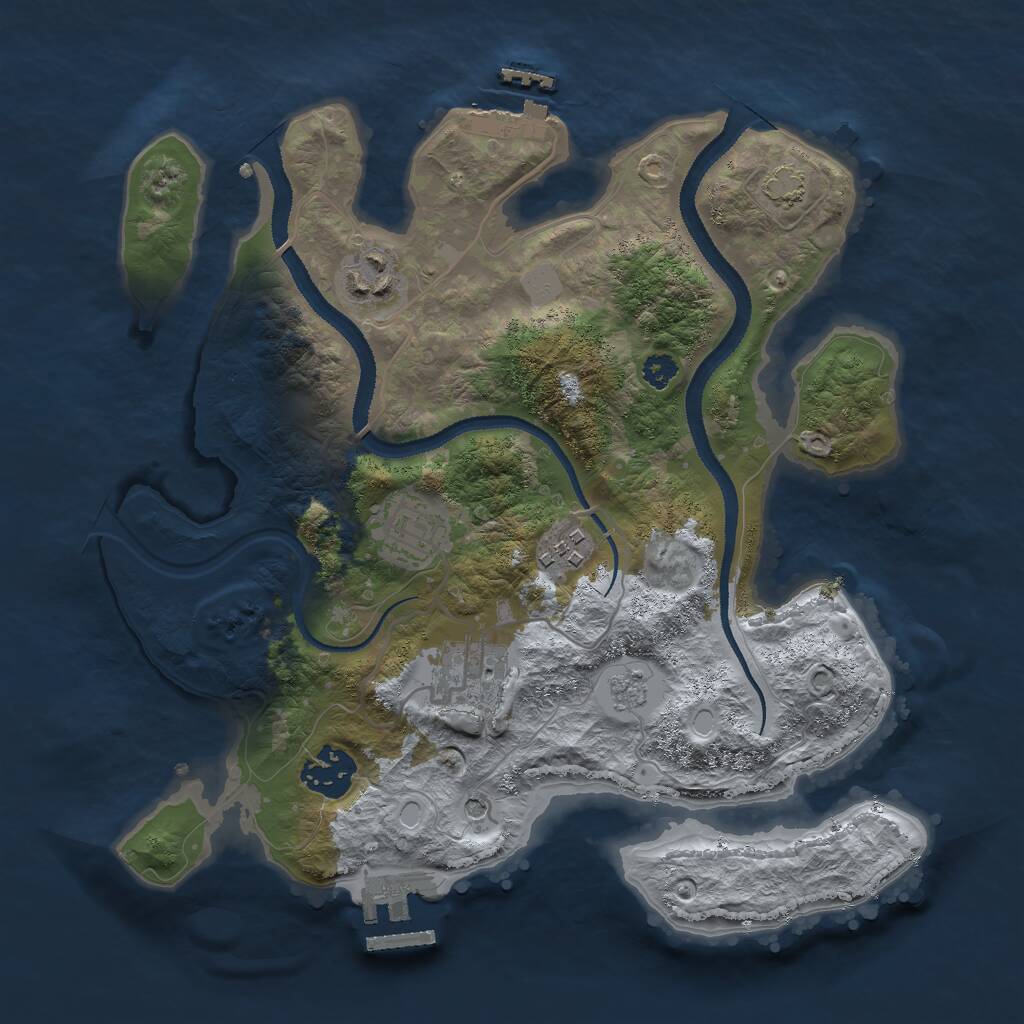 Rust Map: Procedural Map, Size: 3000, Seed: 1943095117, 11 Monuments