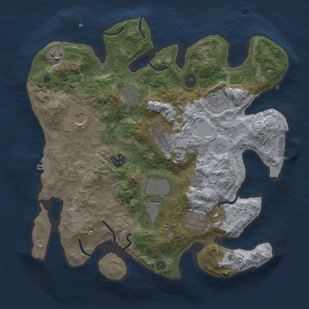 Rust Map: Procedural Map, Size: 3500, Seed: 388057, 18 Monuments