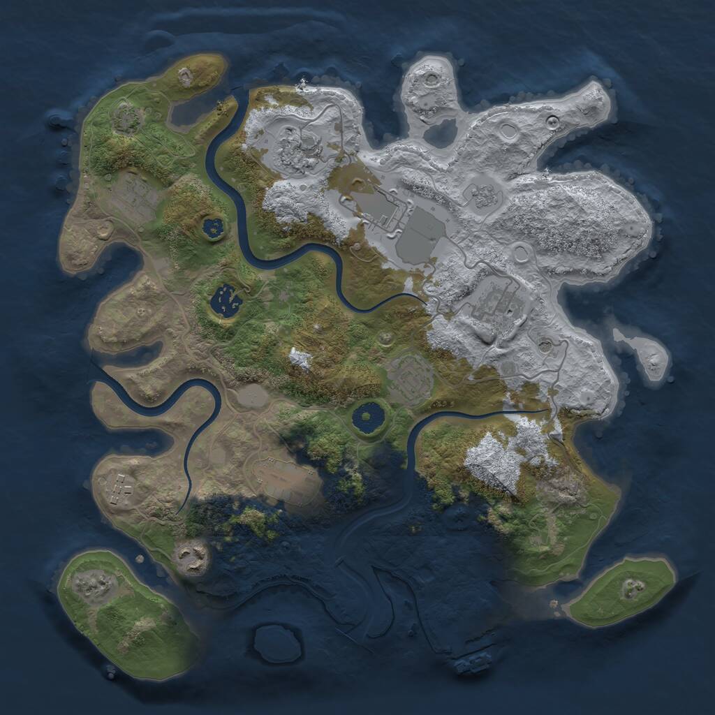 Rust Map: Procedural Map, Size: 3500, Seed: 117901775, 14 Monuments