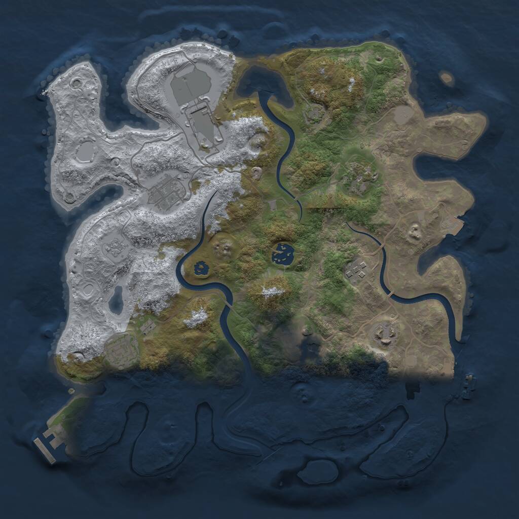 Rust Map: Procedural Map, Size: 3500, Seed: 184268030, 13 Monuments