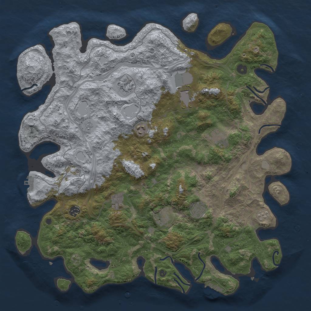 Rust Map: Procedural Map, Size: 4500, Seed: 1970760805, 18 Monuments
