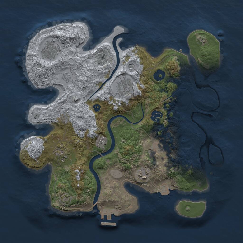 Rust Map: Procedural Map, Size: 3200, Seed: 1440346051, 12 Monuments