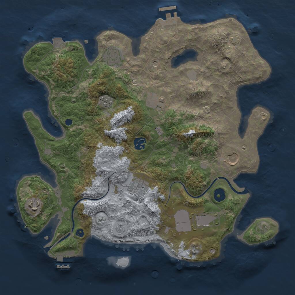 Rust Map: Procedural Map, Size: 3500, Seed: 5321, 14 Monuments