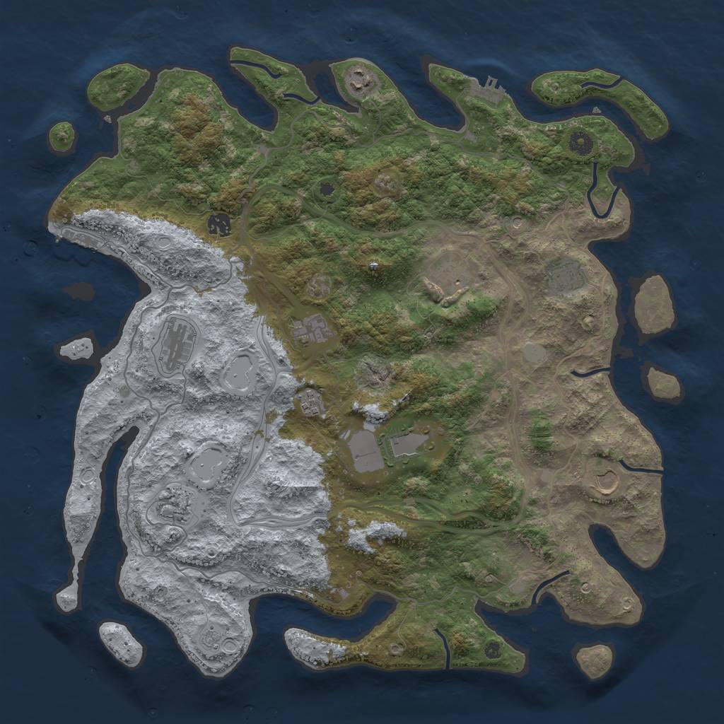 Rust Map: Procedural Map, Size: 4500, Seed: 2064451601, 19 Monuments