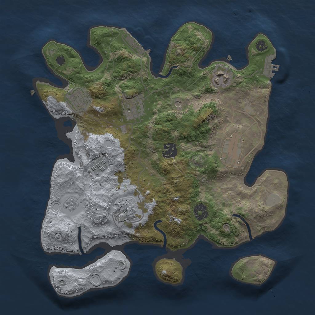 Rust Map: Procedural Map, Size: 3000, Seed: 859970292, 16 Monuments