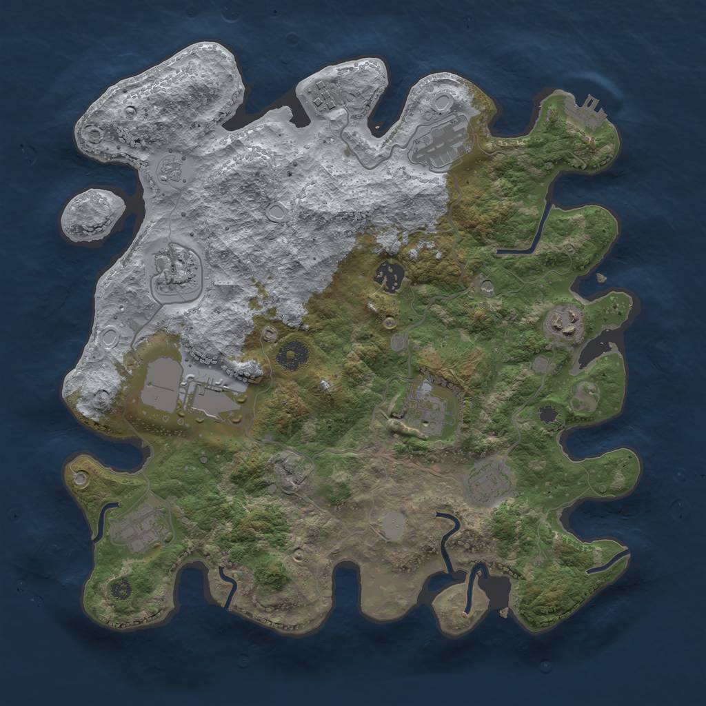 Rust Map: Procedural Map, Size: 3500, Seed: 1767477353, 17 Monuments