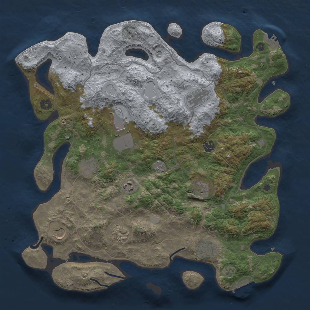 Rust Map: Procedural Map, Size: 4000, Seed: 2107056106, 19 Monuments