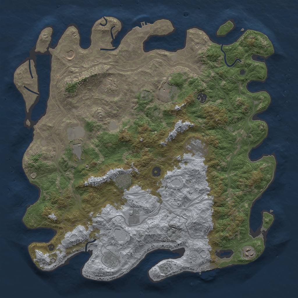Rust Map: Procedural Map, Size: 4500, Seed: 54357645, 20 Monuments