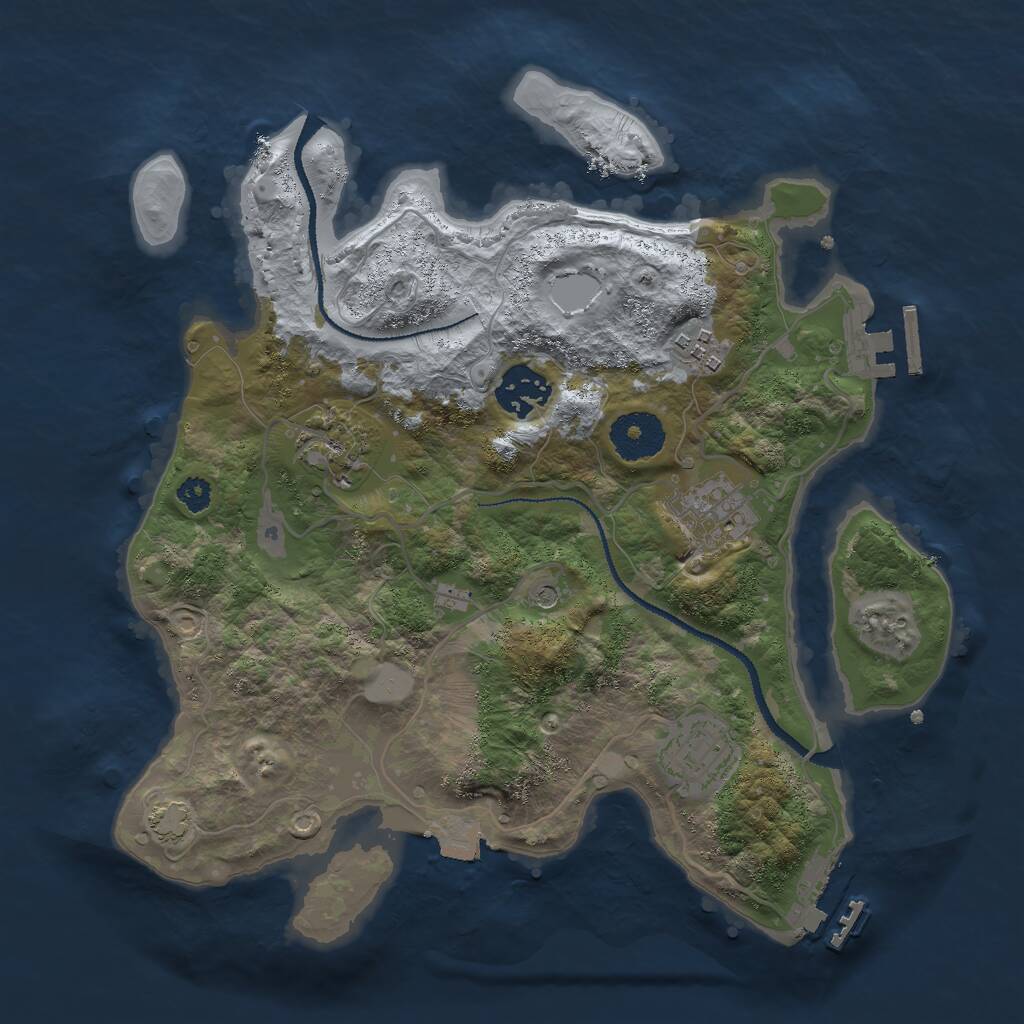 Rust Map: Procedural Map, Size: 3000, Seed: 891590492, 10 Monuments