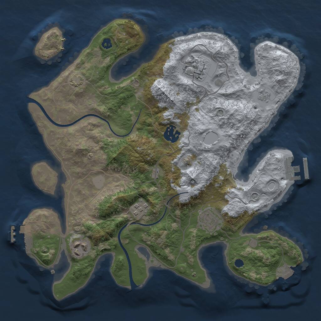 Rust Map: Procedural Map, Size: 3000, Seed: 817320406, 11 Monuments