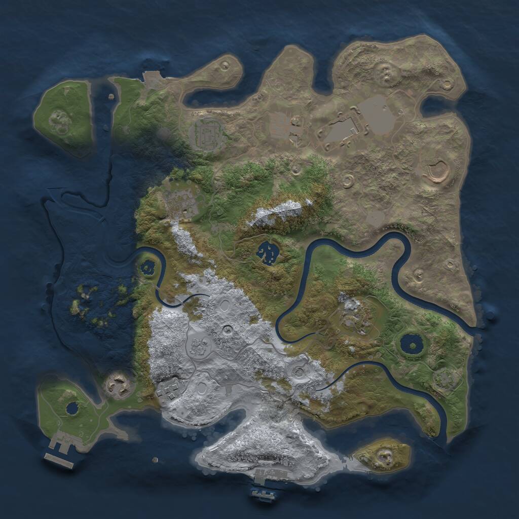 Rust Map: Procedural Map, Size: 3500, Seed: 555186924, 15 Monuments