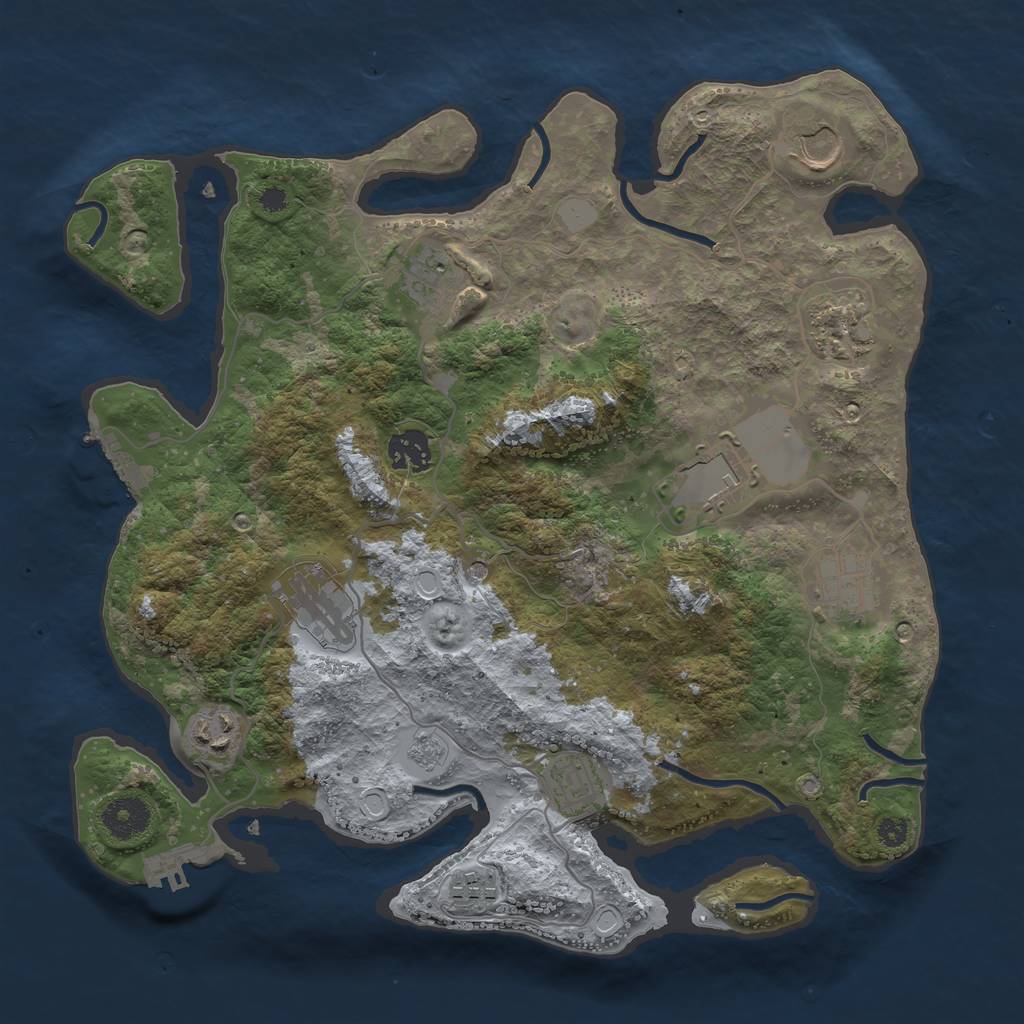 Rust Map: Procedural Map, Size: 3500, Seed: 555186924, 19 Monuments