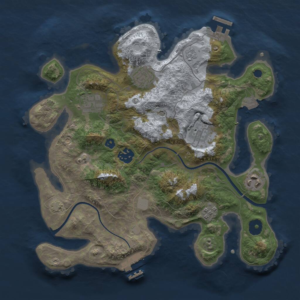 Rust Map: Procedural Map, Size: 3000, Seed: 107382280, 12 Monuments