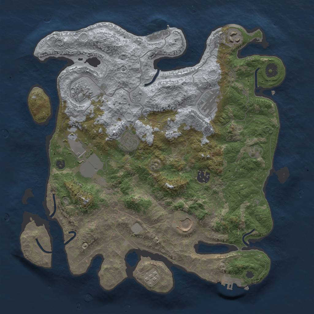 Rust Map: Procedural Map, Size: 3500, Seed: 32923485, 17 Monuments