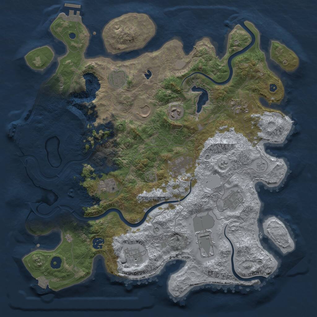 Rust Map: Procedural Map, Size: 4000, Seed: 61001642, 17 Monuments