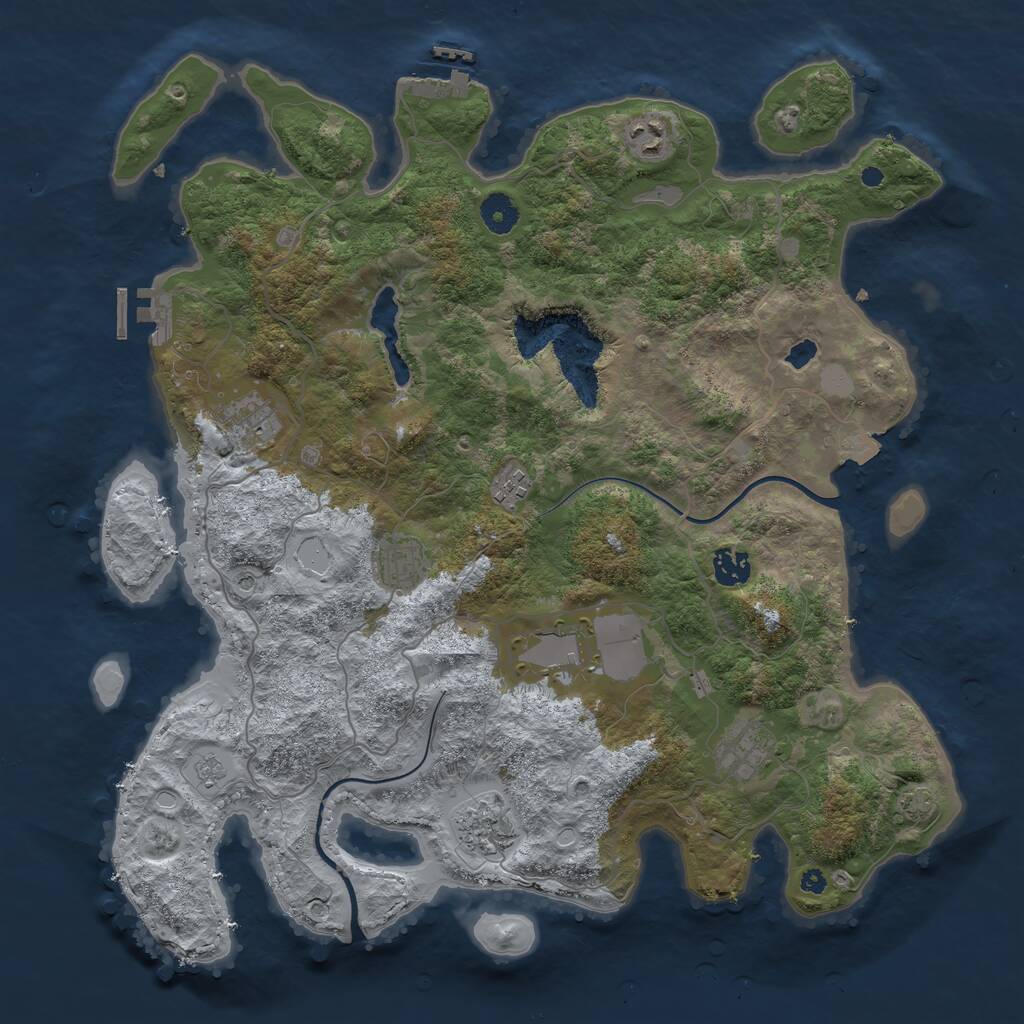 Rust Map: Procedural Map, Size: 4000, Seed: 1509460332, 14 Monuments