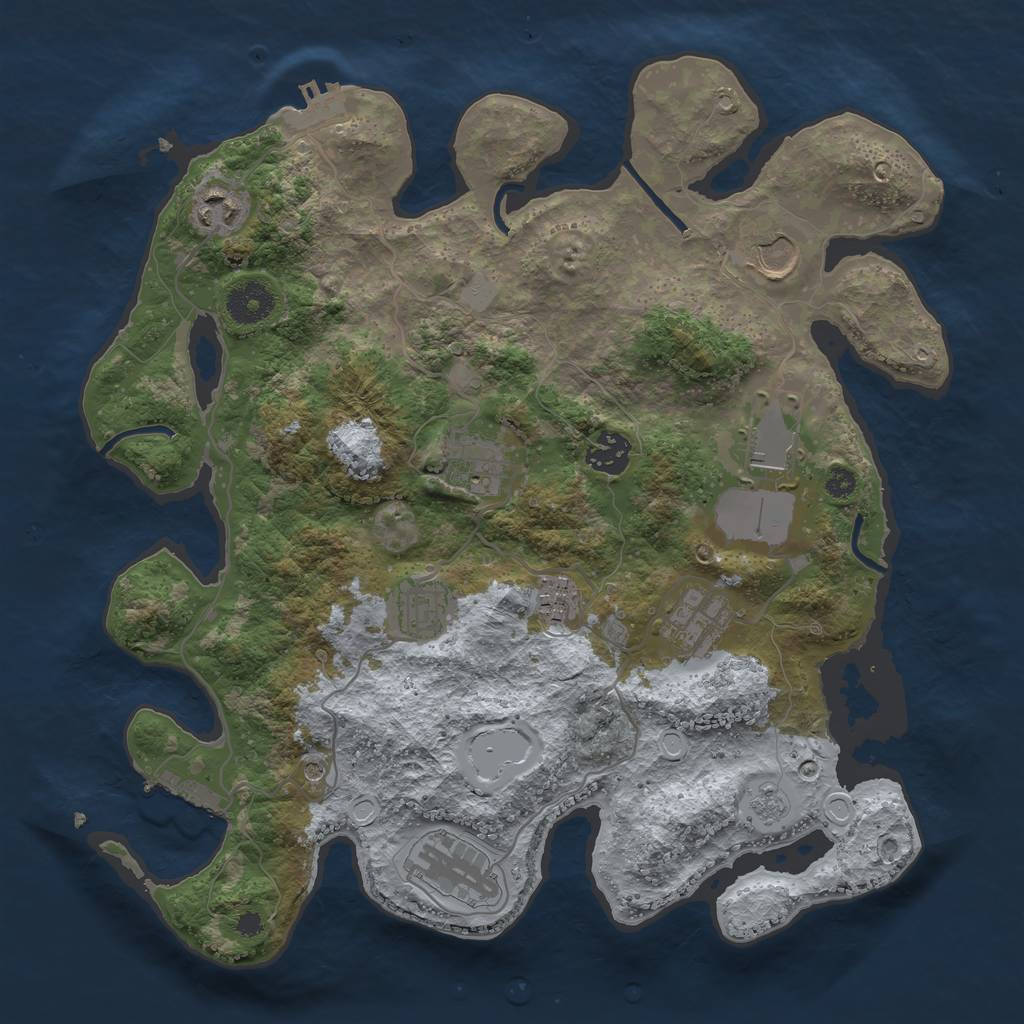 Rust Map: Procedural Map, Size: 3500, Seed: 110147130, 18 Monuments