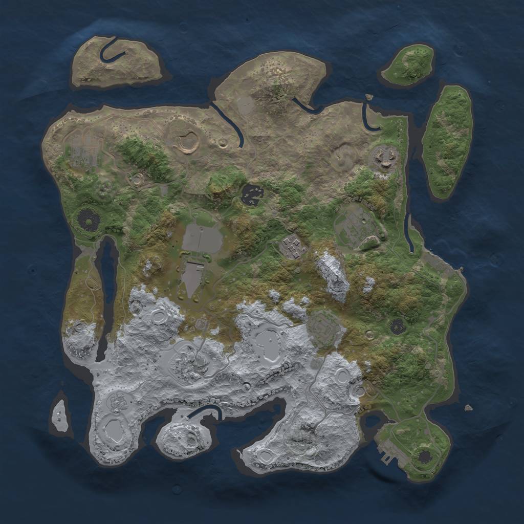 Rust Map: Procedural Map, Size: 3500, Seed: 7197502, 18 Monuments