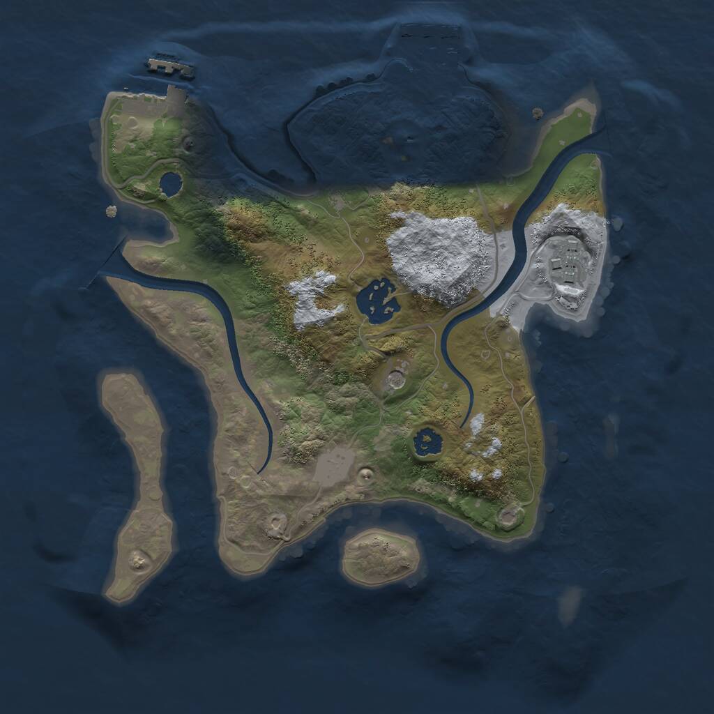 Rust Map: Procedural Map, Size: 2500, Seed: 487599, 6 Monuments