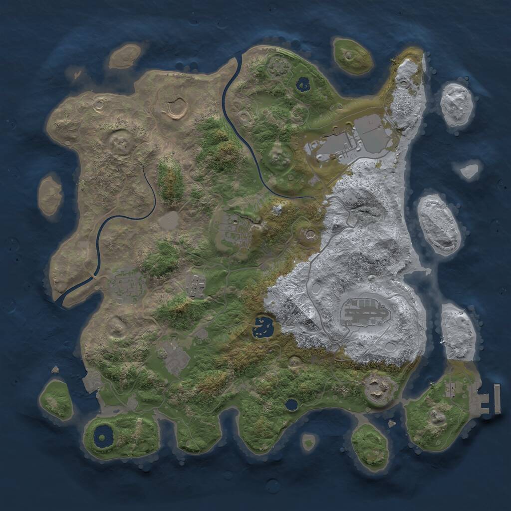 Rust Map: Procedural Map, Size: 3500, Seed: 1148394584, 13 Monuments