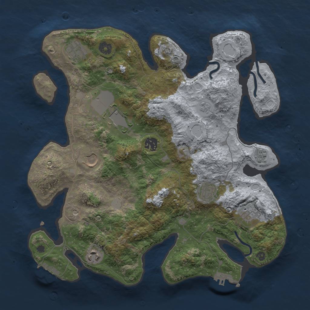 Rust Map: Procedural Map, Size: 3500, Seed: 61111123, 17 Monuments