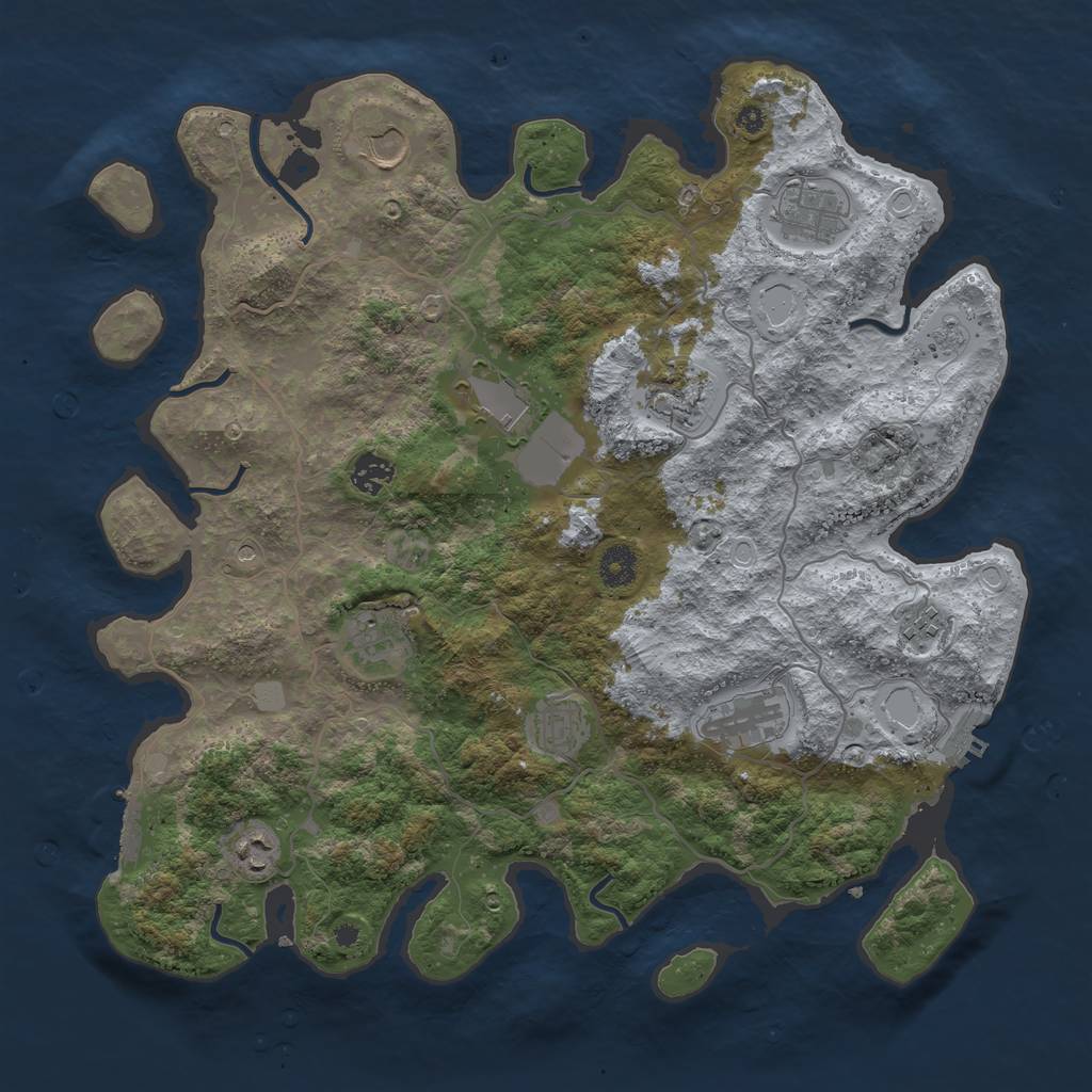Rust Map: Procedural Map, Size: 4000, Seed: 98765423, 19 Monuments