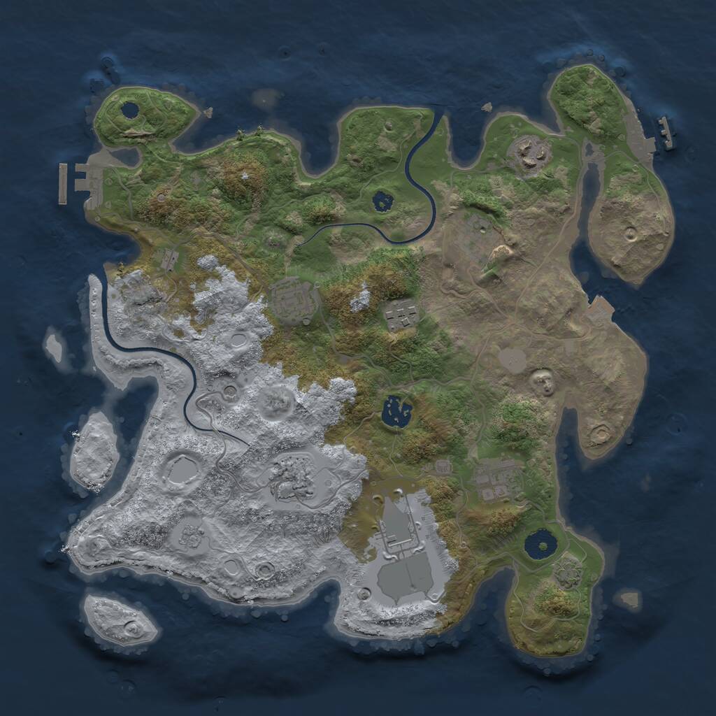 Rust Map: Procedural Map, Size: 3500, Seed: 2093775180, 14 Monuments