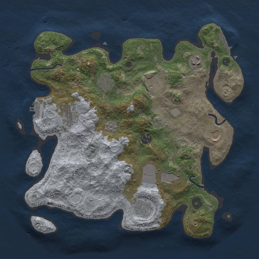 Rust Map: Procedural Map, Size: 3500, Seed: 2093775180, 18 Monuments