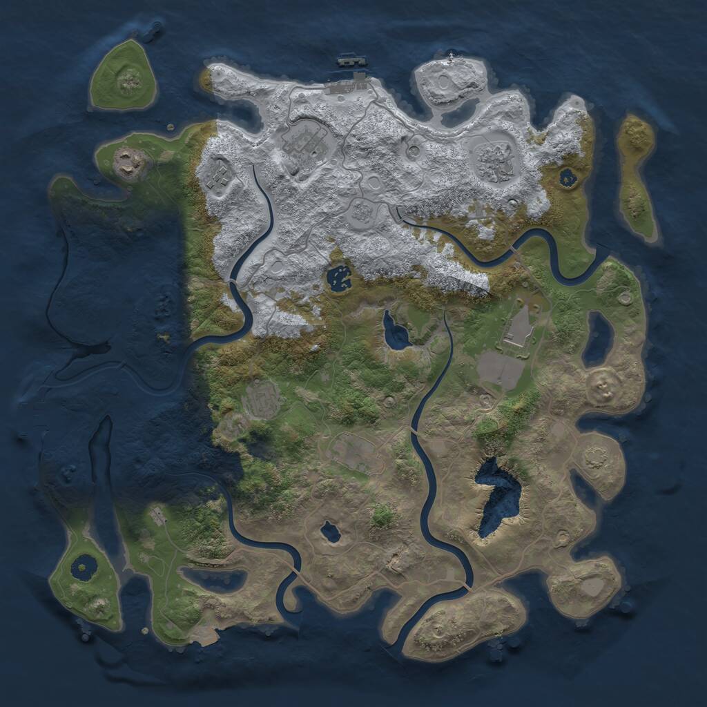 Rust Map: Procedural Map, Size: 4096, Seed: 3444239, 14 Monuments