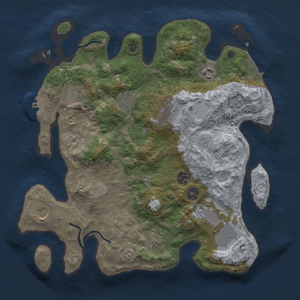 Rust Map: Procedural Map, Size: 3500, Seed: 1404317115, 18 Monuments