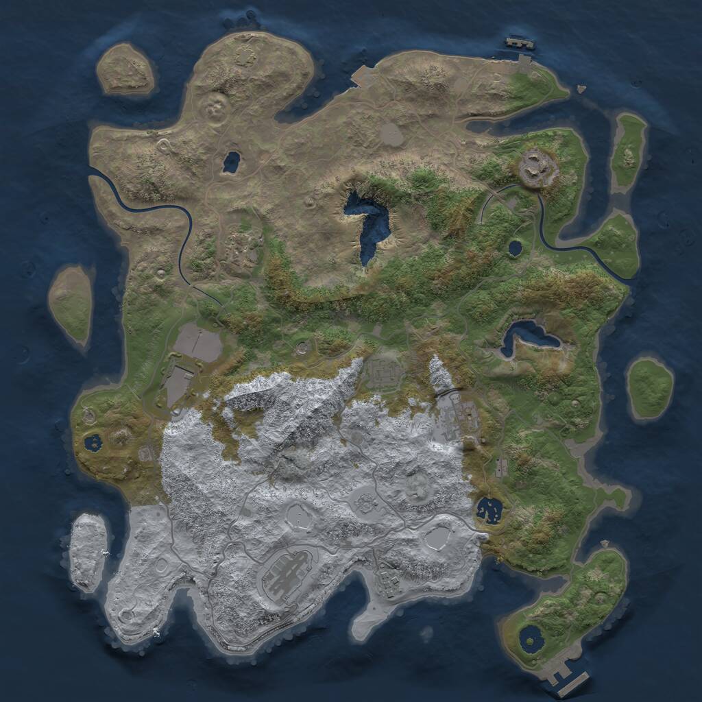 Rust Map: Procedural Map, Size: 4000, Seed: 693707922, 14 Monuments