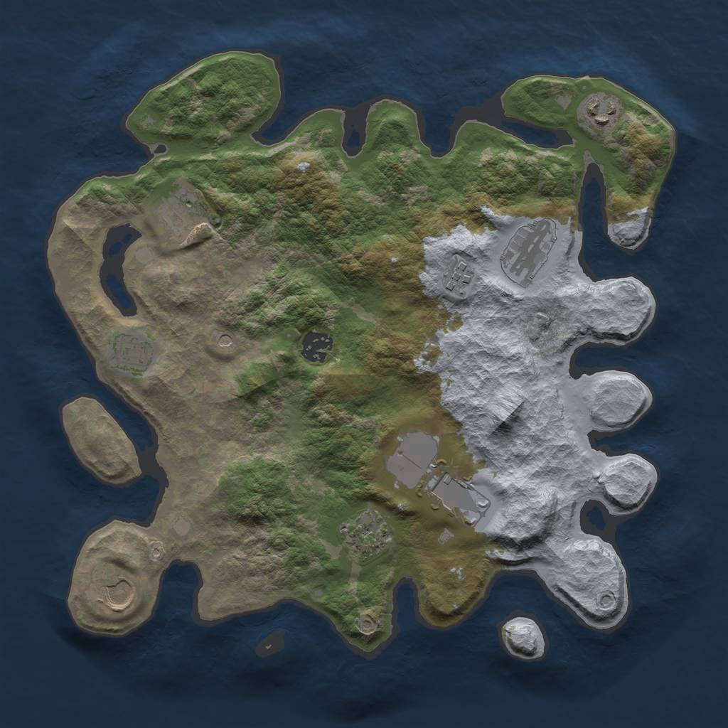 Rust Map: Barren, Size: 3500, Seed: 98201238, 12 Monuments