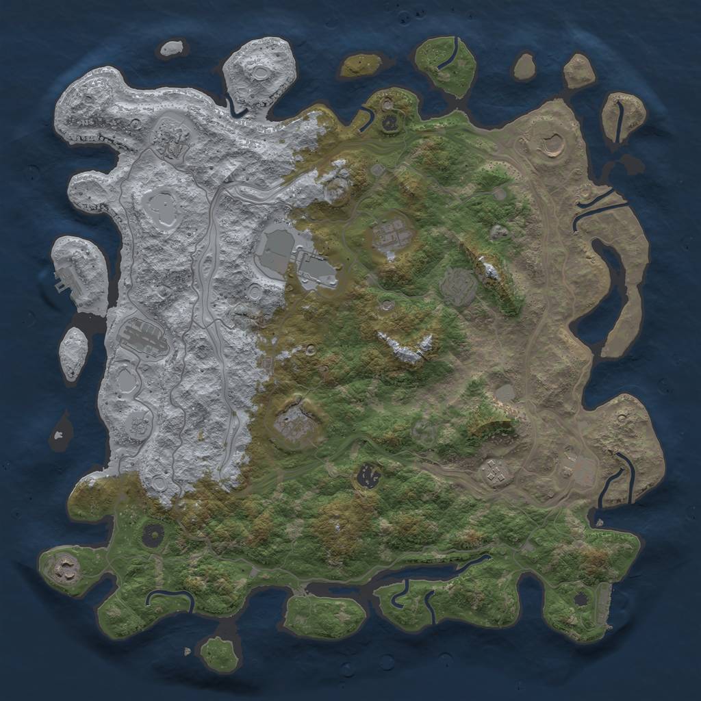 Rust Map: Procedural Map, Size: 4500, Seed: 25442, 20 Monuments
