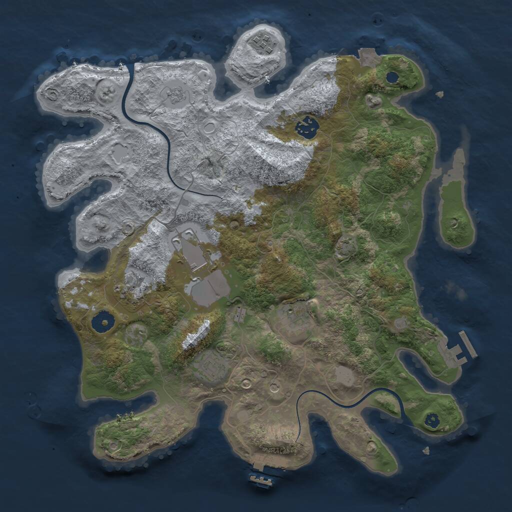 Rust Map: Procedural Map, Size: 3500, Seed: 53804237, 12 Monuments