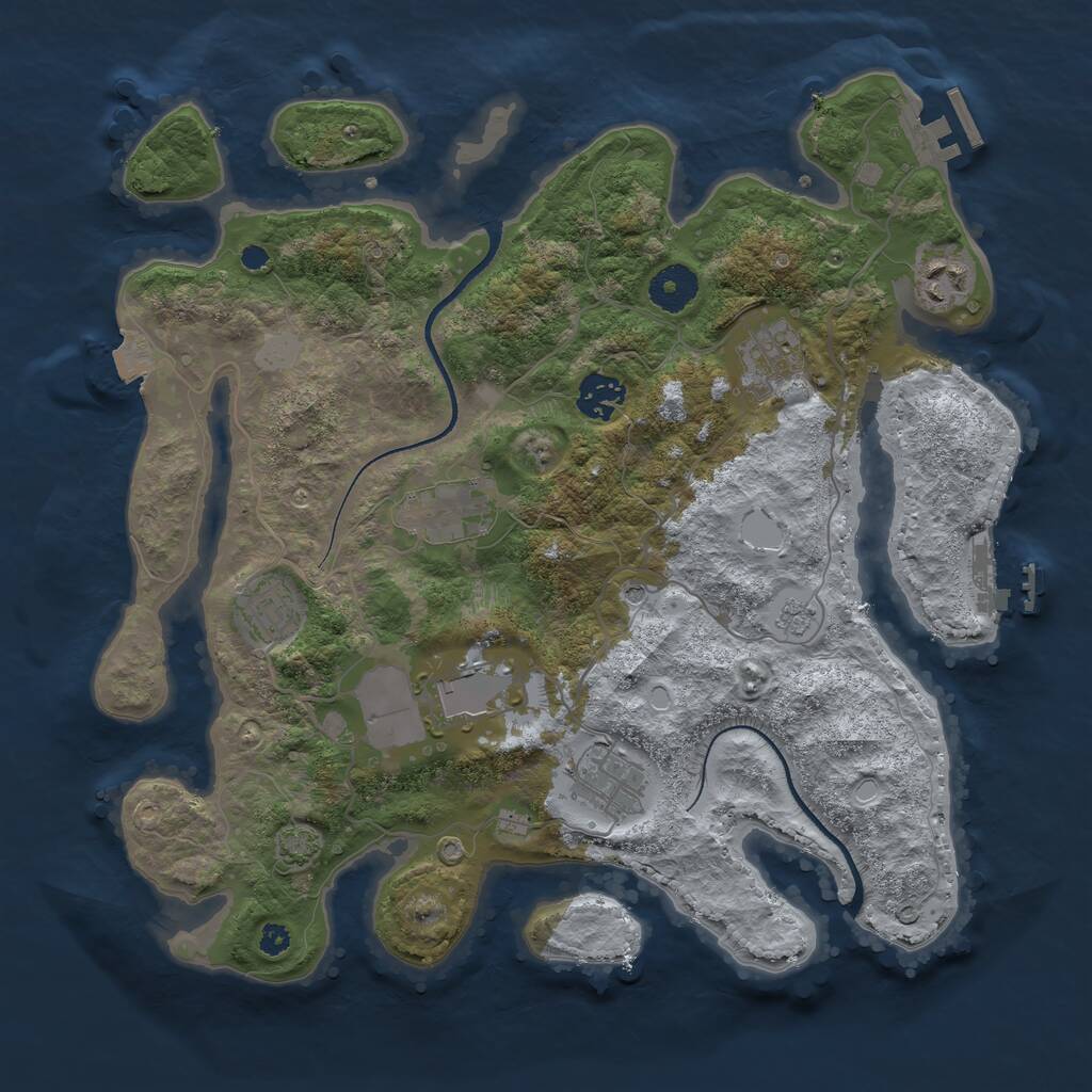 Rust Map: Procedural Map, Size: 3500, Seed: 1883, 13 Monuments