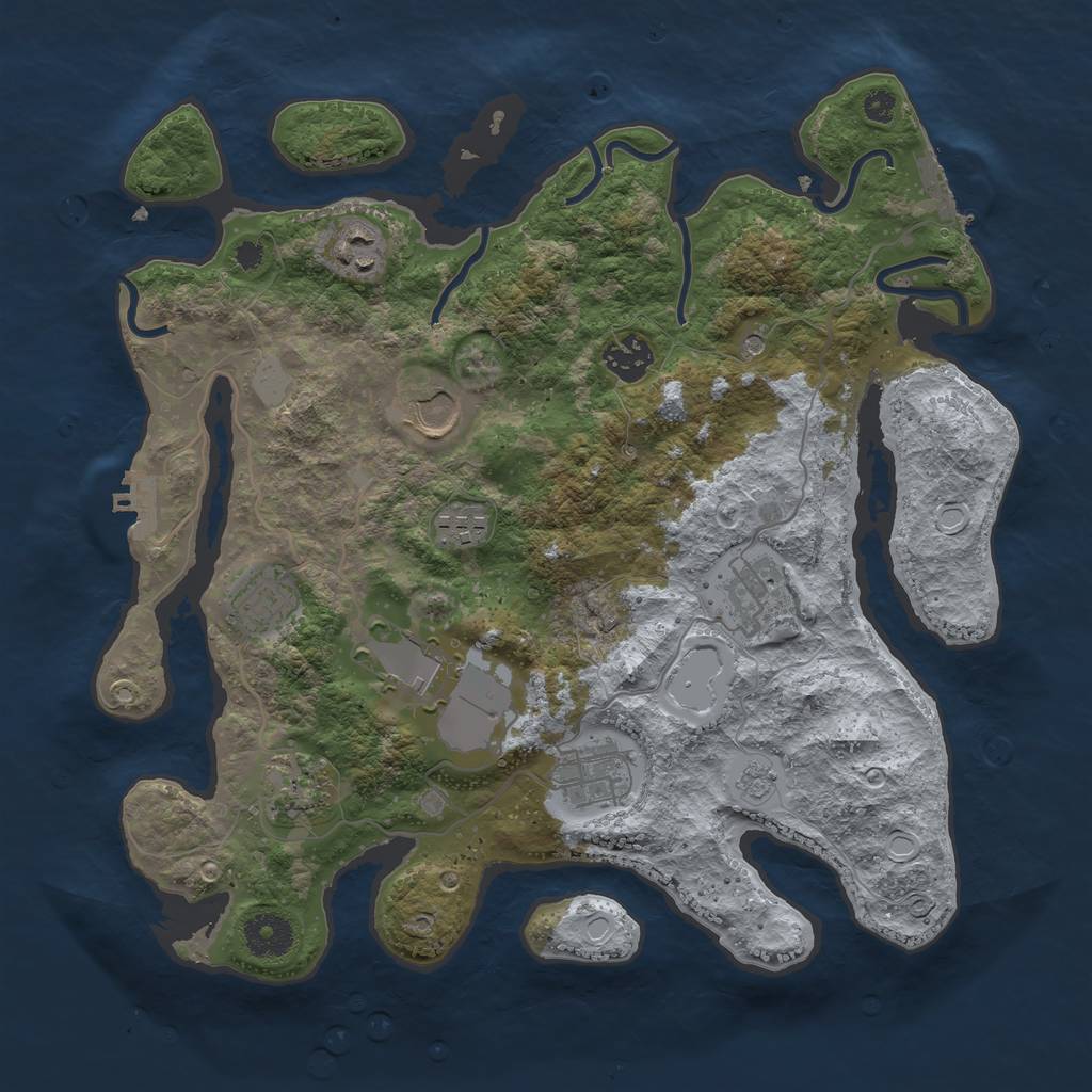 Rust Map: Procedural Map, Size: 3500, Seed: 1883, 18 Monuments