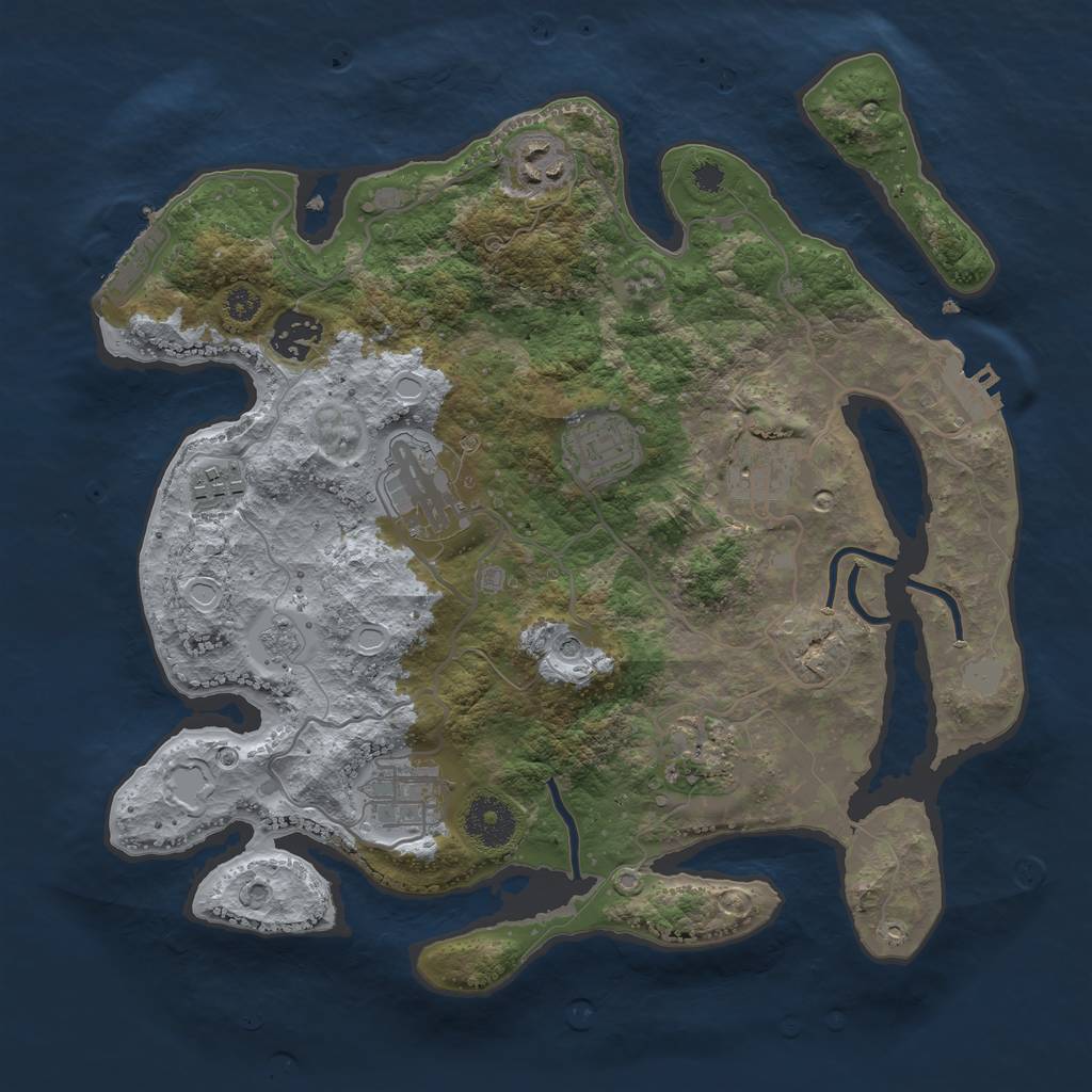 Rust Map: Procedural Map, Size: 3300, Seed: 16488214, 17 Monuments