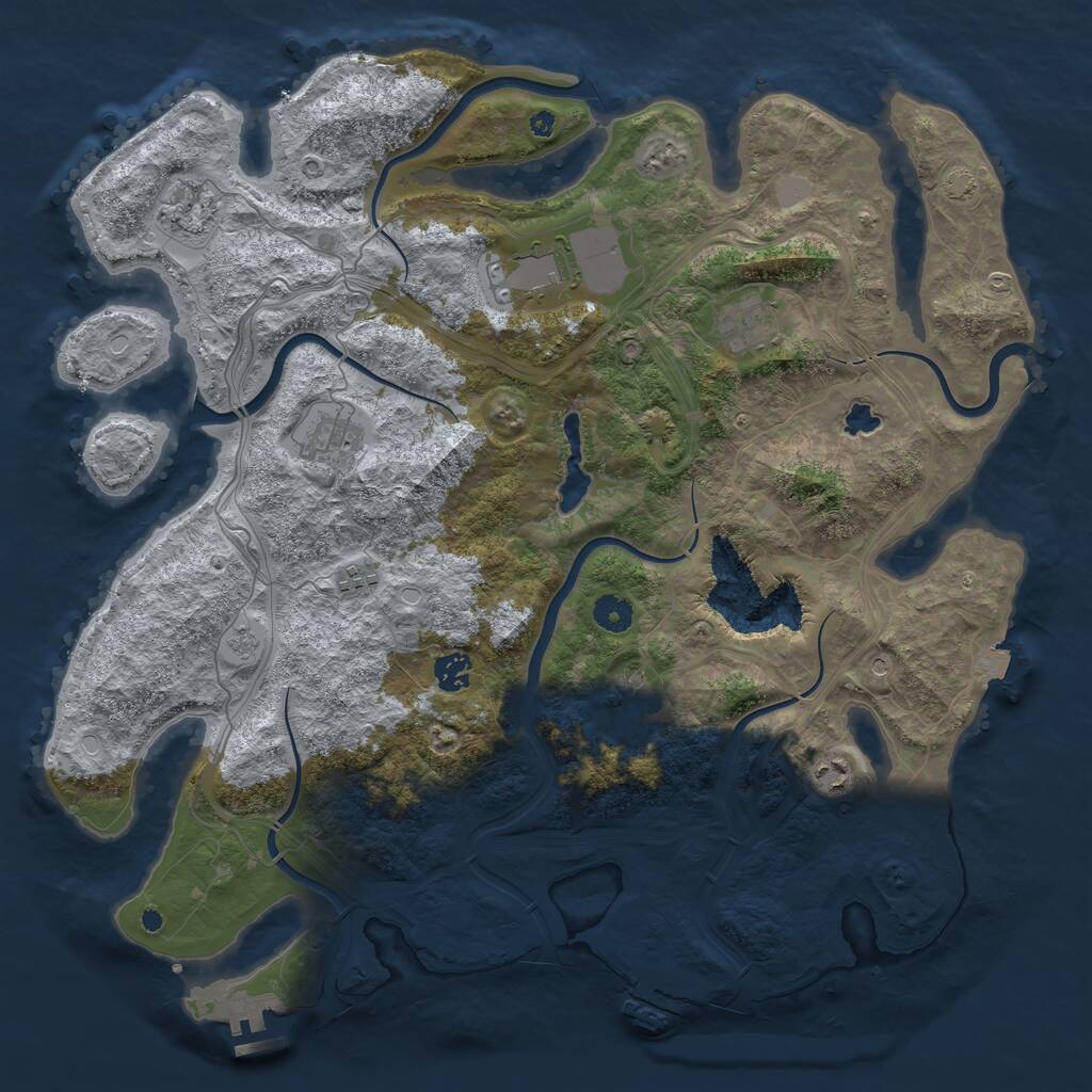 Rust Map: Procedural Map, Size: 4250, Seed: 336224065, 14 Monuments